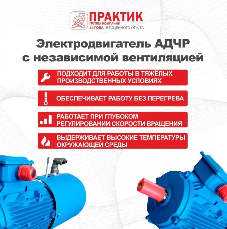 Электродвигатель АДЧР с независимой вентиляцией.